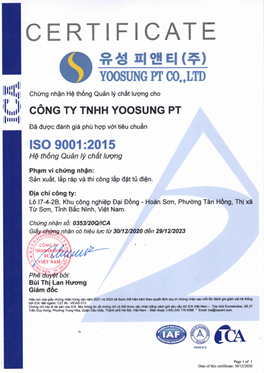 Giấy chứng nhận Hệ thống Quản lý Chất lượng ISO 9001:2015